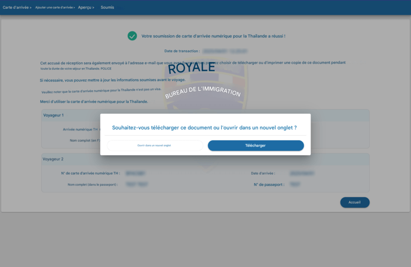 Processus de demande TDAC - Étape 7
