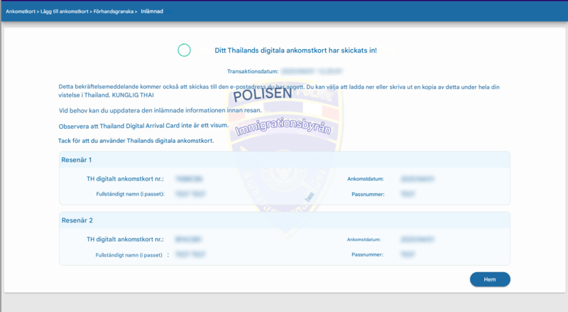 TDAC Ansökningsprocess - Steg 6