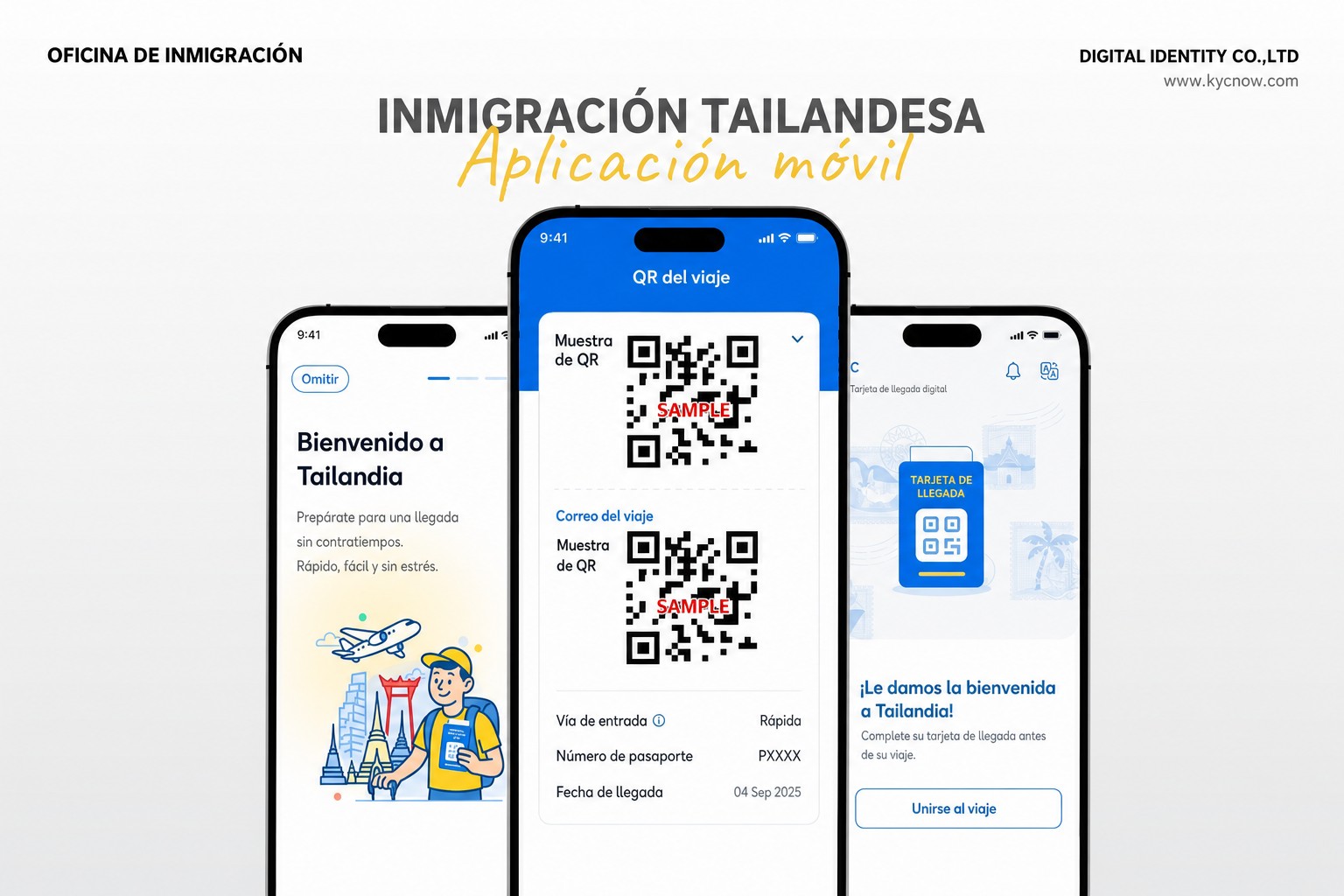 Previsualización depurada de la aplicación móvil THIM Thai Immigration