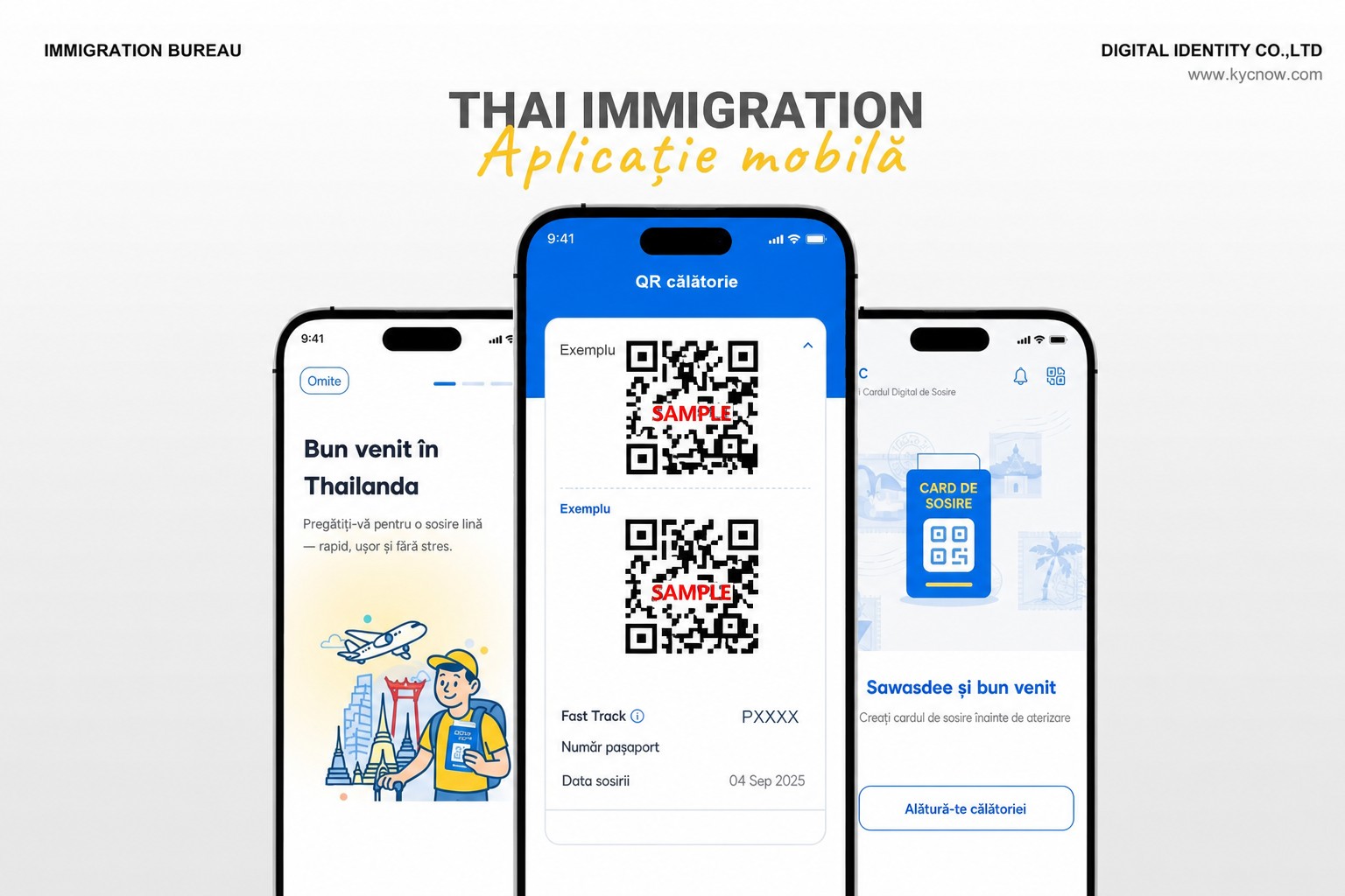 Previzualizare anonimizată a aplicației mobile THIM Thai Immigration
